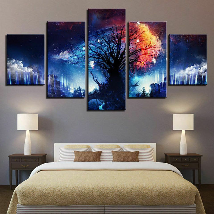 Abstract Ice and Fire Tree Wall Art Frame Canvas Printing Decor