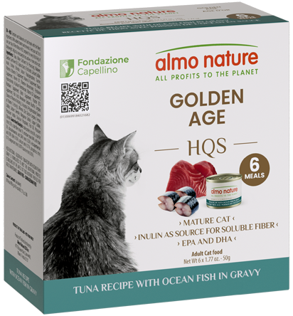 Almo Nature HQS Golden Age Cat Food - Tuna Recipe With Ocean Fish In Gravy 6 x 50g