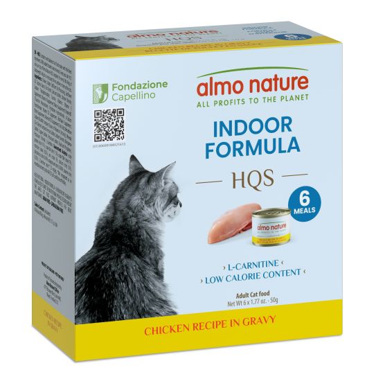 Almo Nature HQS Indoor Cat Food - Chicken Recipe In Gravy 6 x 50g