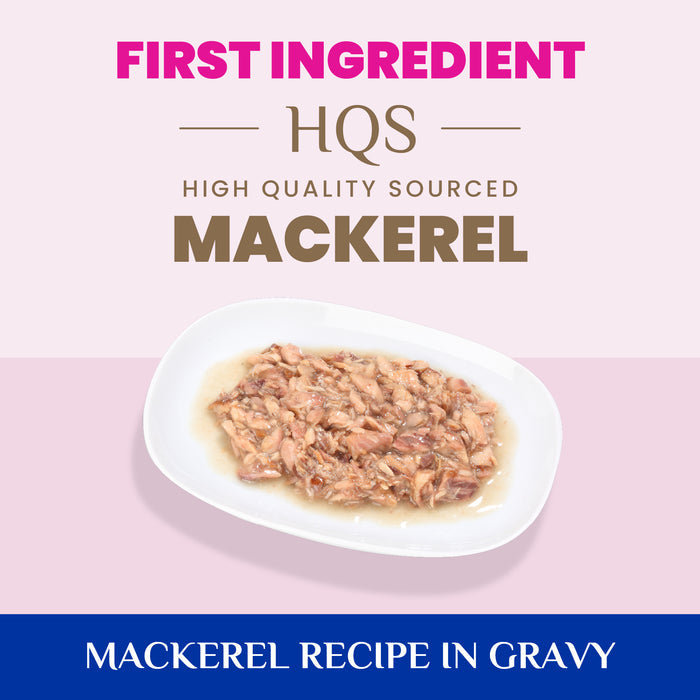 Almo Nature HQS Skin & Coat Care Cat Food - Mackerel Recipe In Gravy 6 x 50g