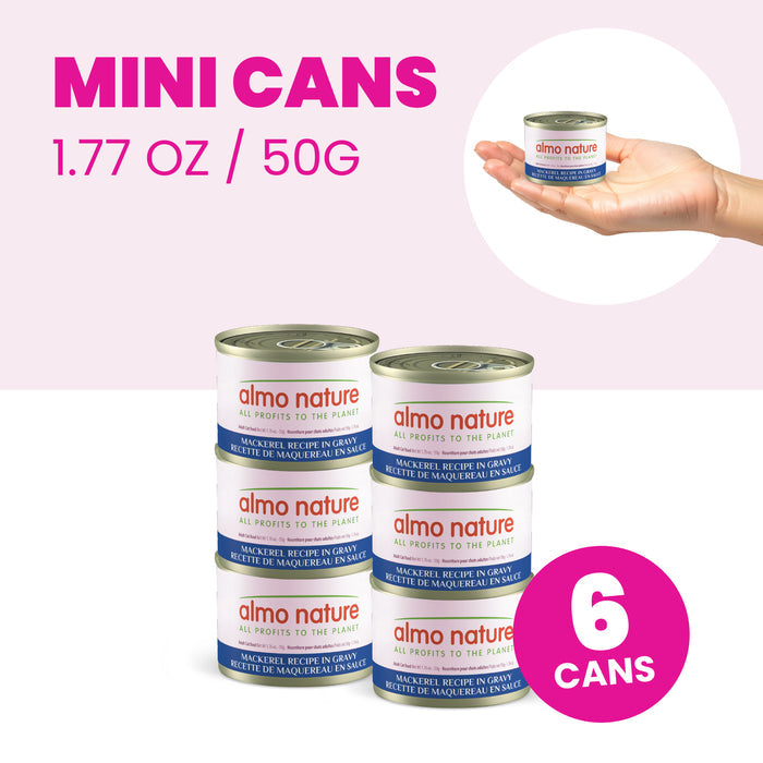 Almo Nature HQS Skin & Coat Care Cat Food - Mackerel Recipe In Gravy 6 x 50g