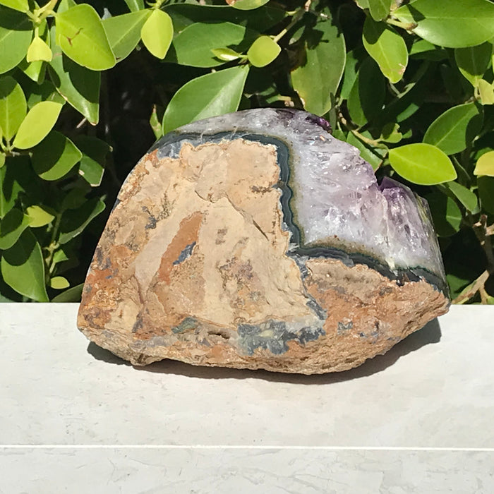 Amethyst Framed by Green and Blue Agate Nodule