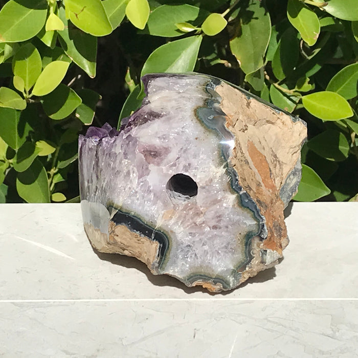 Amethyst Framed by Green and Blue Agate Nodule