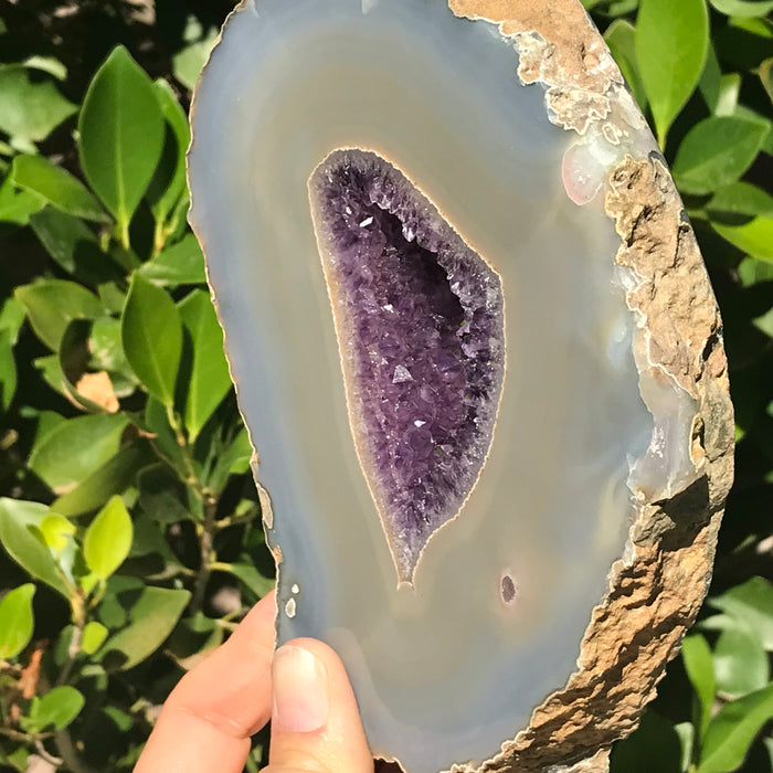 Amethyst Lined Agate Slab