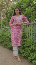Ashrita shetty in Saba Chikankari Kurta in Muslin - Pink