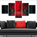 Autumn Red Tress in The Garden Wall Art Frame Canvas Printing Decor