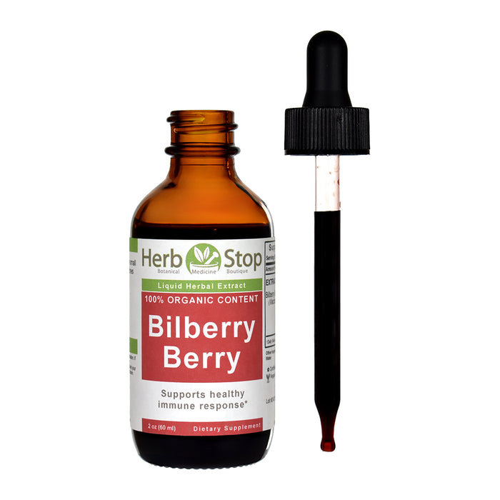 Organic Bilberry Berry Liquid Extract 2 oz - Open