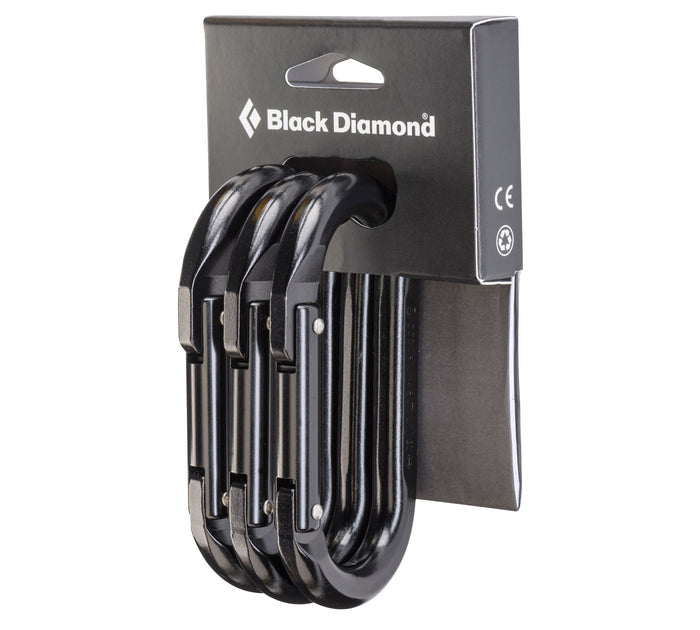Black Diamond Oval Carabiner - 3 Pack - Black