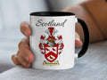 Borrowman Scottish family crest accent mug with Scotland above the coat of arms design