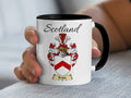 Bradie Scottish family crest accent mug with Scotland above the coat of arms design