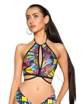Butterfly Mesh Wrap Halter Top