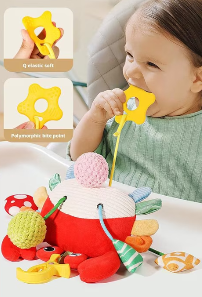 Car Seat & Stroller Toys For Babies 0-6 Months Crab Baby Car Seat Toys with Bell, Crinkle, Rattles, Clamp,Mirror,