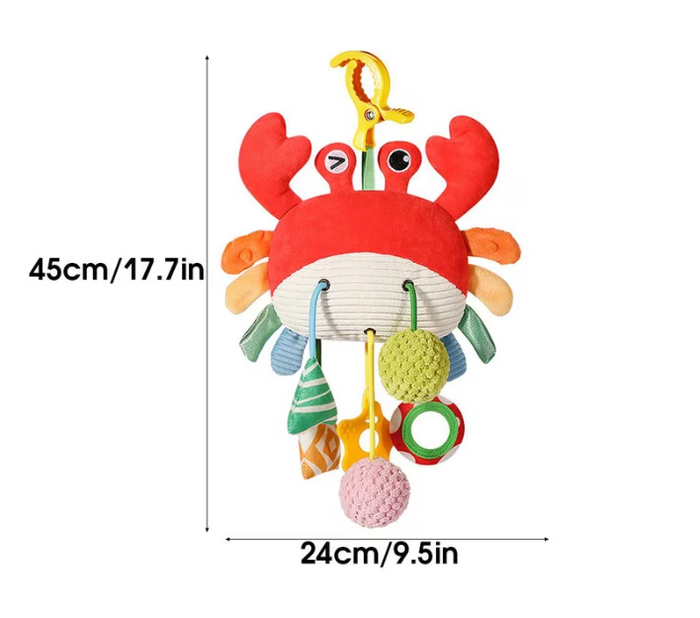 Car Seat & Stroller Toys For Babies 0-6 Months Crab Baby Car Seat Toys with Bell, Crinkle, Rattles, Clamp,Mirror,