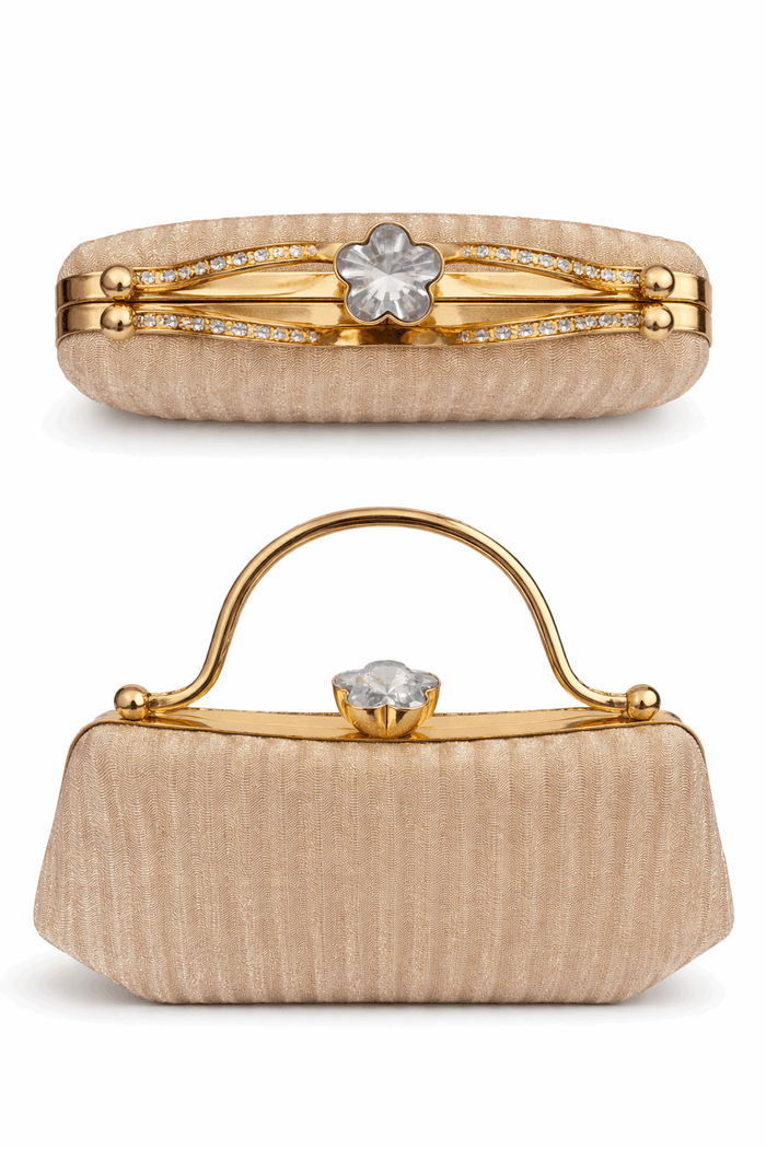 Champagne Gold Crystal Gala Clutch - Nishat Creative Store