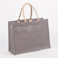 Charcoal Gray Jute Pocket Tote