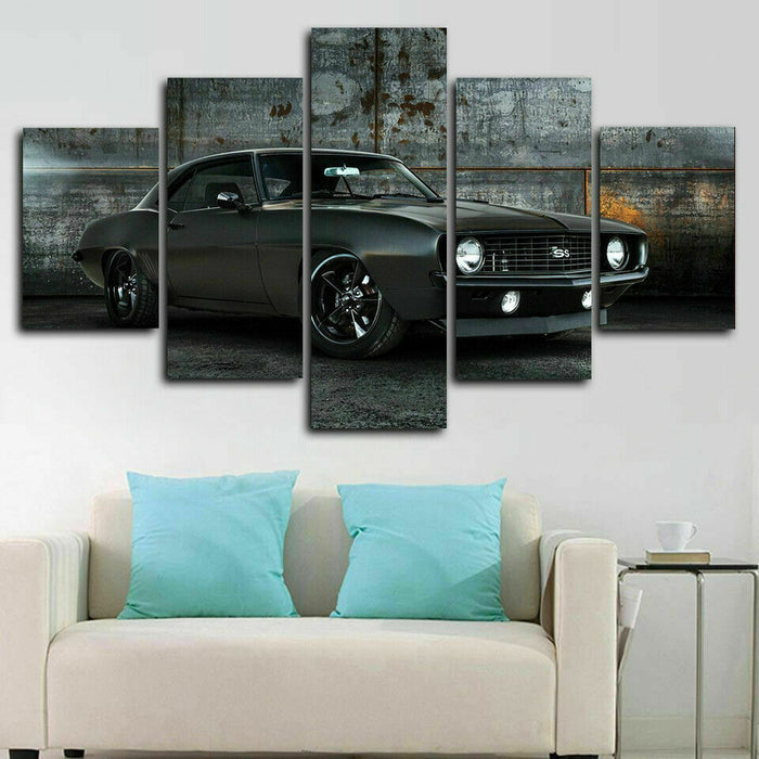 Chevrolet Camaro Ss 1969 Muscle Car Wall Art Frame Canvas Printing Decor