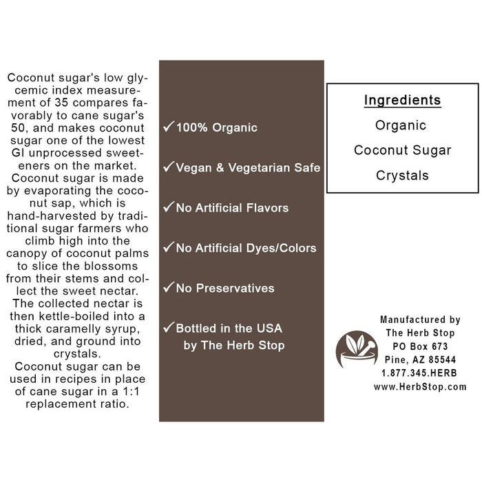 Organic Coconut Sugar Crystals Label - Back
