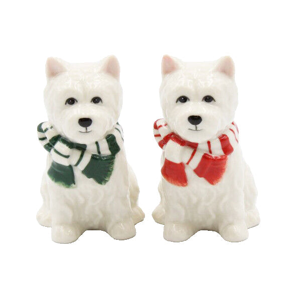 Cosmos Gifts - Christmas Westie Salt & Pepper Shakers Fine Porcelain Tableware 56579