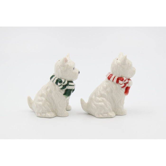 Cosmos Gifts - Christmas Westie Salt & Pepper Shakers Fine Porcelain Tableware 56579