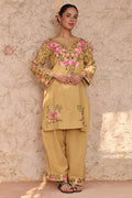 Cotton Kashmiri Aari Kurta Set – Beige with Farsi Bottoms