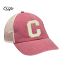Curtsinger Red "C" Chenille Patch Distressed Trucker Hat