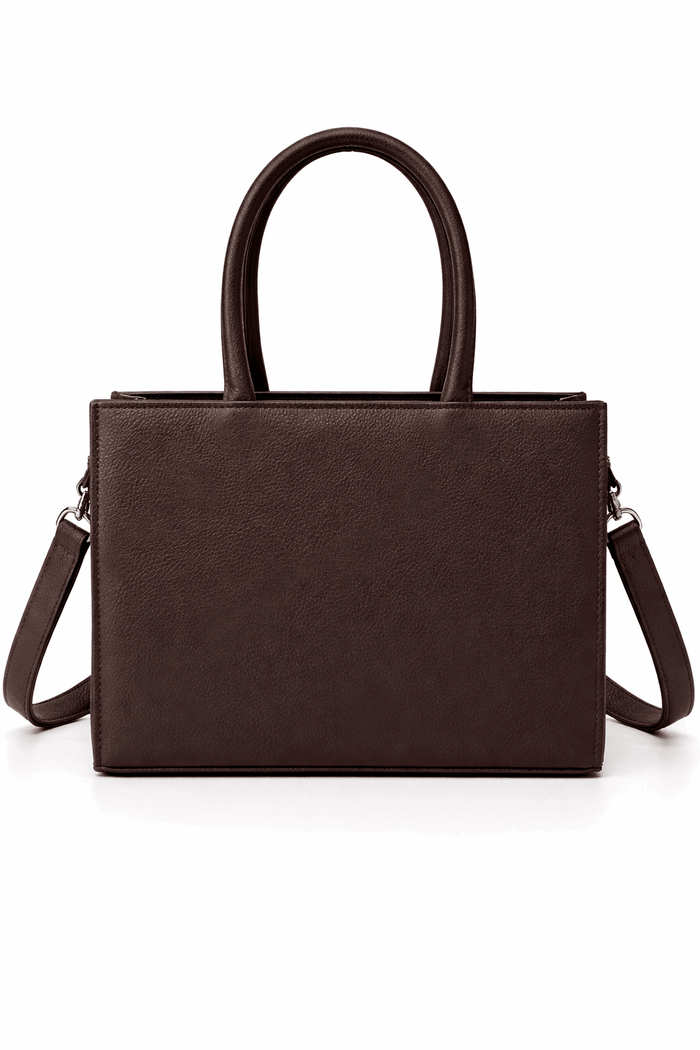 Dark Brown Vegan Leather Satchel - Nishat Creative Store