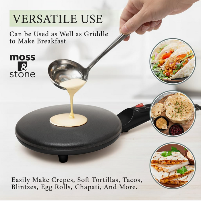 Electric Crepe Maker with Auto Power Off, 8 Inch Portable Crepe Maker & Non-Stick Dipping Plate