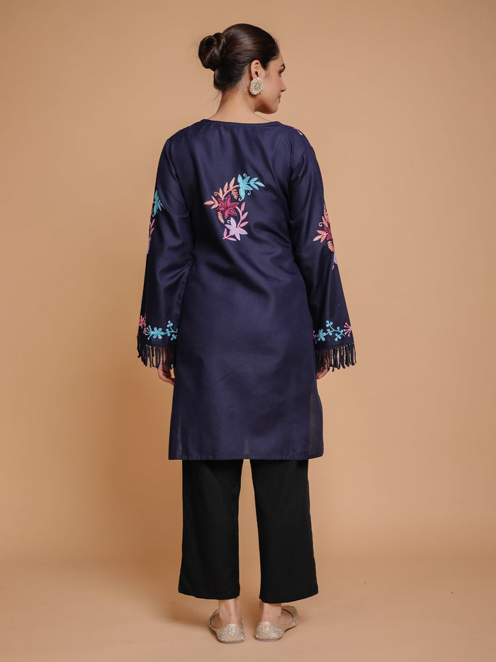 Falak Kashmiri Long Kurta - Blue
