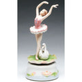Fine Porcelain Music Box - Ballerina with Swan Musical Figurine 49153