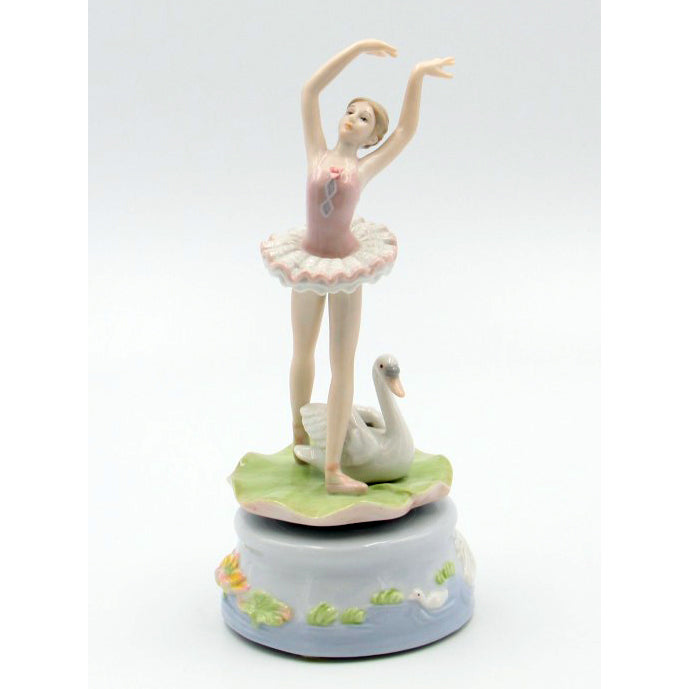 Fine Porcelain Music Box - Ballerina with Swan Musical Figurine 49153