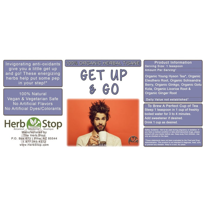 Get Up & Go Loose Leaf Herbal Tea Label