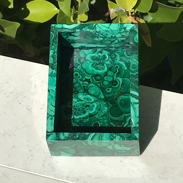 Handcrafted Lidded Malachite Box