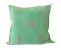 Handmade Moroccan Cushion Cover – Sabra Silk Pillow Mizan - Pistachio