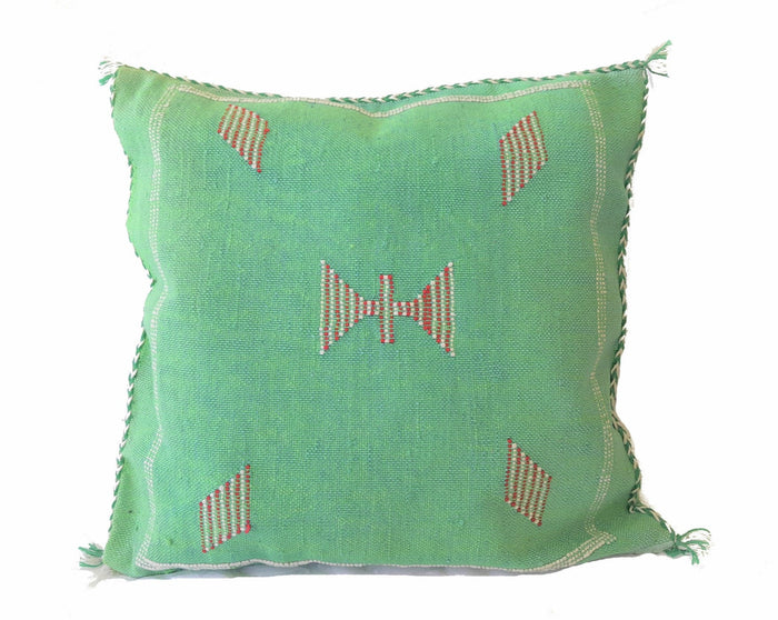 Handmade Moroccan Cushion Cover – Sabra Silk Pillow Mizan - Pistachio