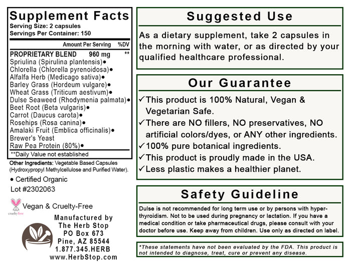Herbal Vitamins Capsules Label - Back
