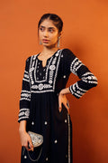 HOK chikankari Long Kurta in Rayon Cotton for Women- Black - House Of Kari (Chikankari Clothing)