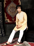 HOK Men's Chikankari Kurta in Cotton Silk Blend - Beige - House Of Kari (Chikankari Clothing)