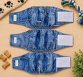 Jeans Washable Male Dog Diapers (Pack of 3) - Washable Male Dog Belly Wrap (X-Small)