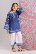 Kids Navy Blue Printed Lawn Cotton Co-ord Set