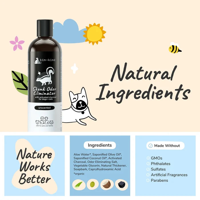 Kin + Kind Skunk Odor Eliminator Pet Shampoo 12oz