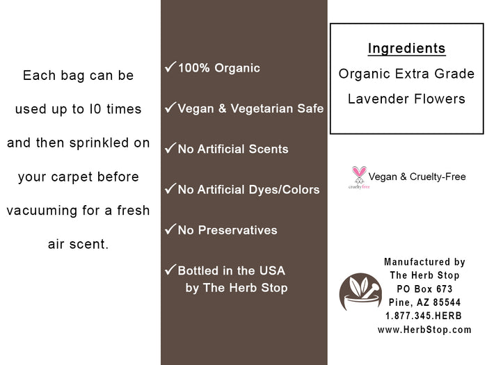 Organic Lavender Dryer Bags - Back Label
