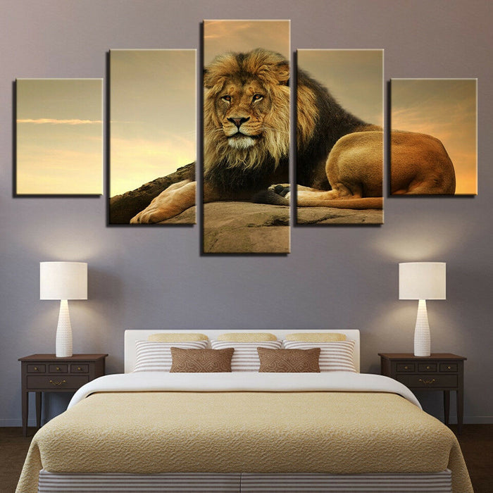 Lion The King Of Beasts Jungle Wall Art Frame Canvas Printing Decor - BlueArtDecor