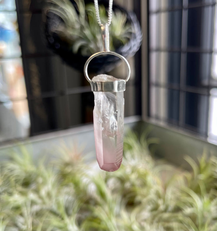 Lithium Quartz Point Natural Gemstone Pendant, Peace & Harmony