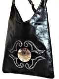 Médaillon Leather Tote Bag - M'dina - Black - Moroccan Corridor