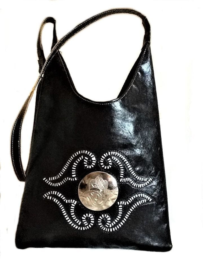Médaillon Leather Tote Bag - M'dina - Black - Moroccan Corridor