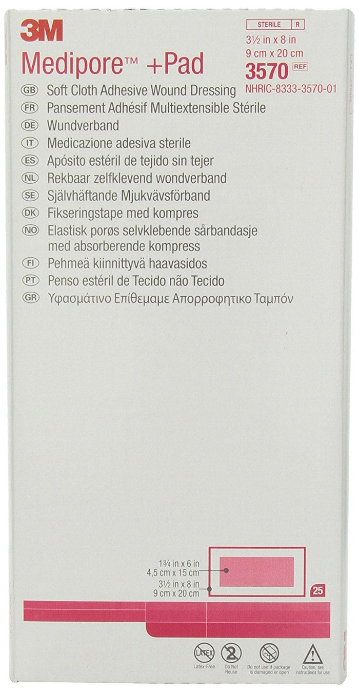 Medipore 3570 +Pad Soft Cloth Adhesive Wound Dressing, Case of 100