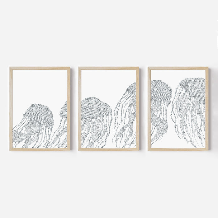 Modern Jellyfish Illustration - Set of 3 - Jetty Home