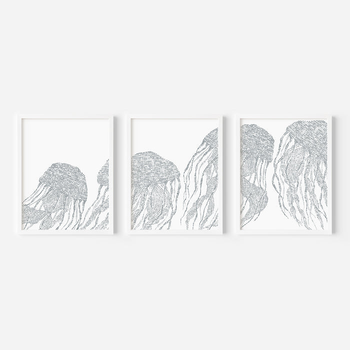 Modern Jellyfish Illustration - Set of 3 - Jetty Home