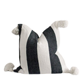 Moroccan Pom Pillow Cover - White with Large Black Stripes - Atlas
