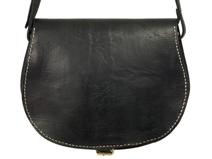 Morocco Gypsy Leather Bag - Hamsa Médaillon - Black - Moroccan Corridor